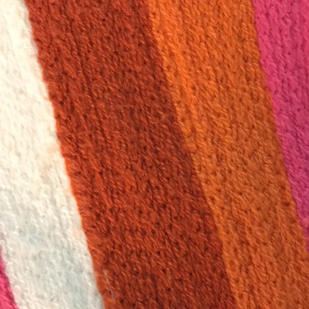 New West Elm Embroidered Striped Lumbar Pillow Cover Ivory Pink Gray Orange Rust